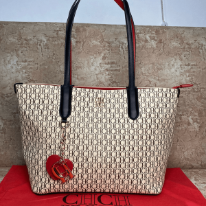 Bolsos Carolina Herrera blanco con letras doradas